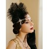 SWEETV 1920s Headpiece Crystal Rhinestone Hair Band, Roaring 20s Great Gatsby Black Feather Flapper Headband