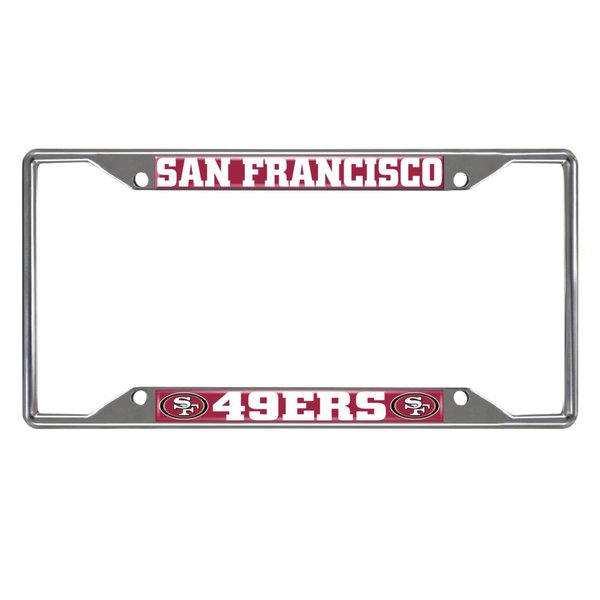 FANMATS 15043 San Francisco 49ers Chrome Metal License Plate Frame, Team Colors, 6.25in x 12.25in