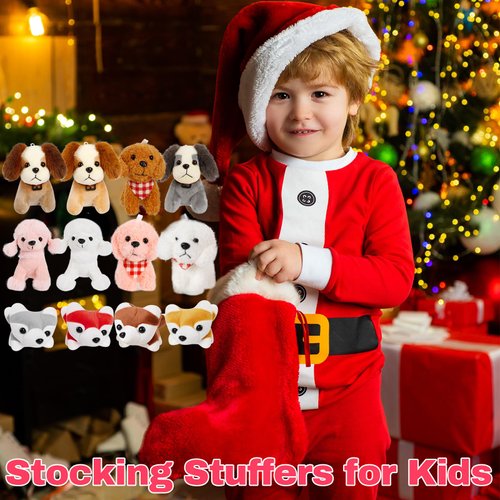 TMWK 12 Pack Dog Stuffed Animals, Stocking Stuffers for Kids, Toddler Stocking Stuffers, 4.8 Inch Small Stuffed Animals Bulk, Assorted Puppy Stuffed Animals