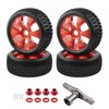 Rchobbytop 4pcs 1/8 Buggy 17mm Wheels and Tires with Hex Adapter and Nuts Wrench, OD 114mm Tyre for Off Road RC Car Arrma Typhon Traxxas Redcat HPI Redcat Hobao Xray TLR Tekno HSP 94762 94081, Red