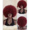 LANSHA 70s Afro Kinky Curly Wigs With Bangs for Black Women Men,Soft Wine Red Bug Color Preium Synthetic Fibers Big Bouncy Afro wigs,Nature Looking LightWeight Afro Puff Wig For Daily Party Use