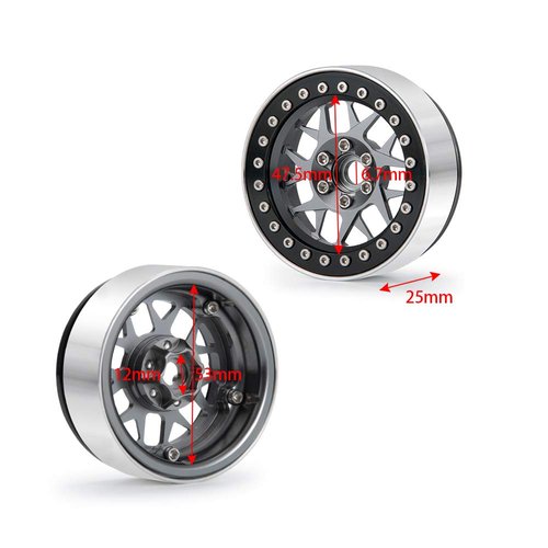 RCLIONS 4pcs Aluminum Alloy 2.2inch Beadlock Wheels Rims for Axial Wraith SCX10 TRX4 1/10th RC Rock Crawler Car (Titanium)