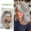 XIUFAXIRUSI XIUFAXIRUSI Medium Grey Wavy Bob Wigs for Women Gray to White Layered Wig Old Lady Synthetic Wig for Daily Party Costume Halloween Use