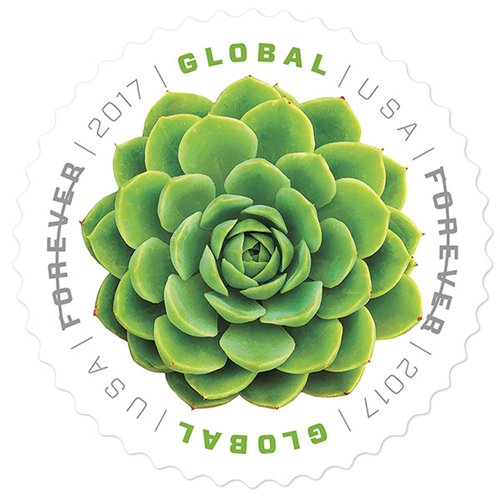 Green Succulent Sheet of 10 Global USPS First Class International Forever Postage Stamps (2)