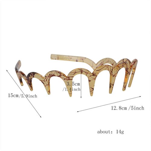 Fodattm 2PCS Zig Zag Shark Tooth Hairband Plastic Headband Hair Comb Women Hair Hoop Hair Accessories (D#)