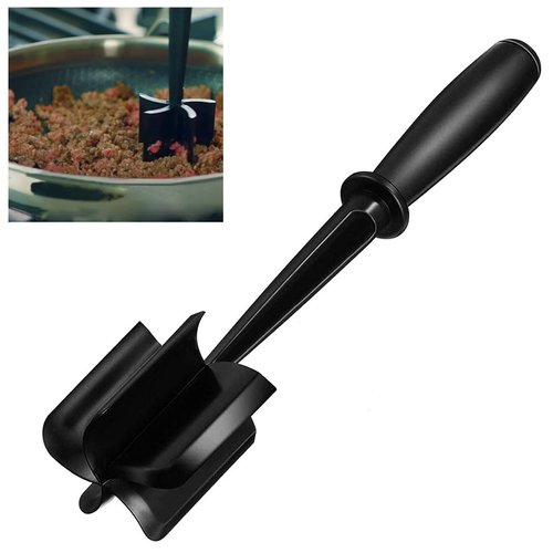 Meat Chopper, 5 Curve Blades Ground Beef Masher, Heat Resistant Mesher and Smasher for Hamburger Meat, Ground Beef, Ground Turkey and More, Hamburger Chopper Tool and Meat Fork, Non Stick Mix Chopper