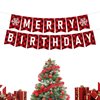 Merry Christmas Birthday Banner, No DIY, Glittery Happy Xmas Themed Party Decorations Red and Green December Party Supplies