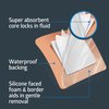 Medline Optifoam Gentle EX Silicone Adhesive Foam Dressing, 4” x 4” Dressing with 2.5” x 2.5", Protects Sensitive Skin, Waterproof, Covers and Protects Wounds, Pack of 3