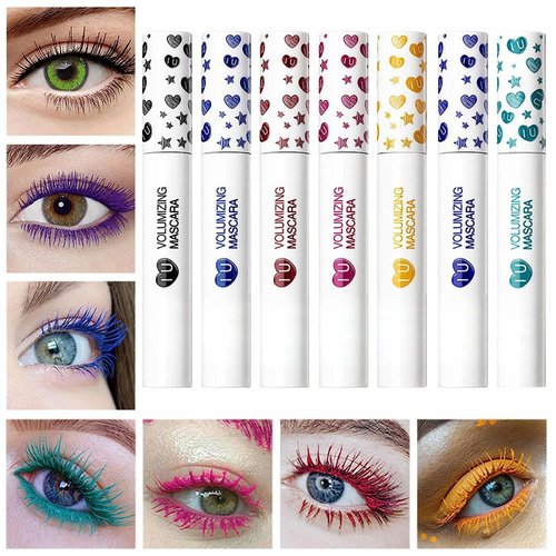 MAEPEOR Colored Mascara Set 7 Pack Longlasting Waterproof and Smudgeproof Mascara Kit Cruelty Free & Vegan Volume Mascara (7 Colors Set 1)