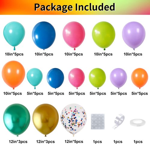 Rainbow Balloons Garland Kit, 84PCS Circus Balloon Garland Arch Kit, Assorted Multicolor Balloons with Confetti Balloon for Carnival Circus Wedding Birthday Baby Shower Graduation Party Decorations