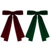Topbuti 2PCS Velvet Hair Bows Hair Clip Black Red Green Hair Ribbon Ponytail Holder Accessories Slides Metal Clips Hair Bow for Women Girls Toddlers Teens Kids (Wine Red & Green)