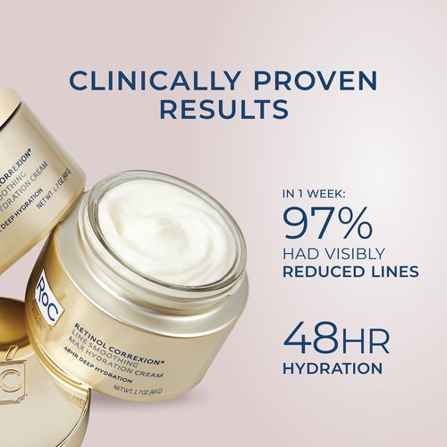RoC Retinol Correxion Max Daily Hydration Anti-Aging Face Moisturizer with Hyaluronic Acid for Fine Lines, Dark Spots, Post-Acne Scars, Oil Free, Stocking Stuffers, 1.7 Ounces (Packaging May Vary)