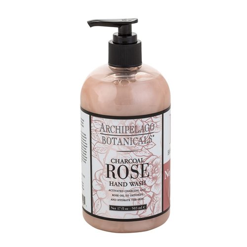 Archipelago Botanicals Charcoal Rose Liquid Hand Soap, Moisturizing Daily Hand Wash with Soap Pump, Kitchen or Bathroom Hand Soap, 17.0 Fl. Oz.