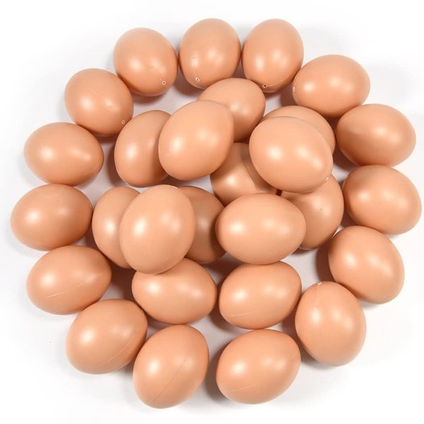 Liberty Imports 30-Piece Bag of Realistic Brown Chicken Eggs, Artificial Nest Plastic Eggs for Kids Pretend Play Food Poultry Imitation Playset and Easter Egg Basket Fillers