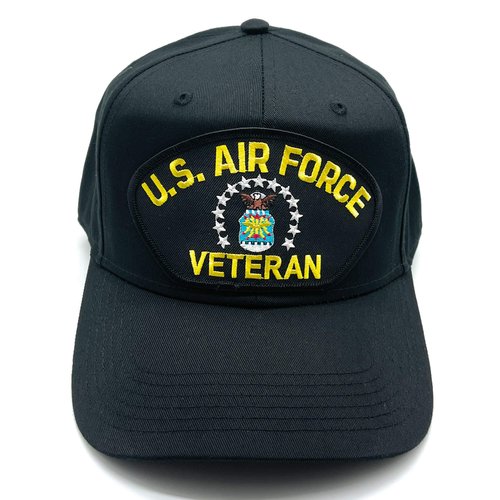 Infinite Hats US Air Force Veteran Patch Adjustable Baseball Cap (Black)