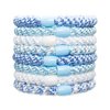 L. Erickson Grab & Go Pony - Caribbean - 8 Pack Ponytail Holder Hair Ties - Blue Mix