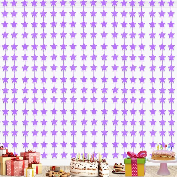 AIBIIN 2 Pack of 3.3x6.6ft Purple Stars Birthday Decorations Star Foil Fringe Curtains Glitter Purple Backdrop Bachelorette Party Decorations Bridal Shower Decor Twinkle Star Birthday Decorations