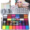 42 Colors Face Painting Kit for Kids -Face Paint Kids , Stickers, Templates,Brushes, Diamond Stickers Safe and non-Txic:Party,Carnival,Festival,Halloween Makeup,Face Paint
