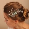Jumwrit Wedding Hair Pins Sparkly Rhinestone Beaded Headpiece Handmade Silver Hair Piece Bridal Hair Accessories for Bride Bridesmaid