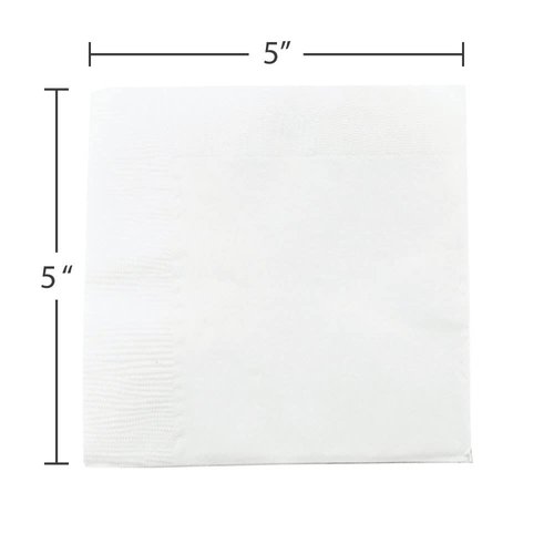 JAM PAPER Small Beverage Napkins - White - 5x5 Inch (Pack of 50)