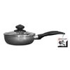 Bene Casa - Black Nonstick Aluminum Frying Pan with Glass Lid (6") - Dishwasher Safe for Easy Cleaning