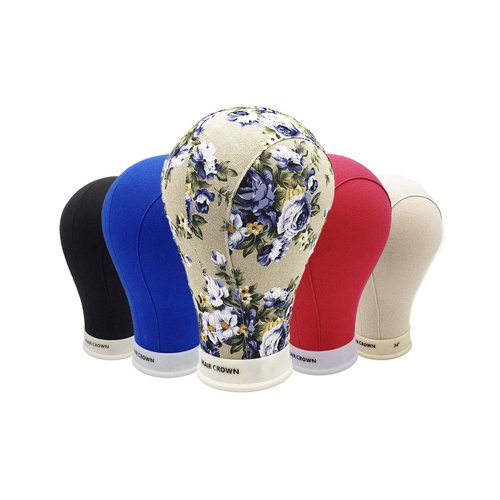 Hair Crown Canvas Mannequin Head for Wig Display with Mount Hole (22 Inch, BEIGE)