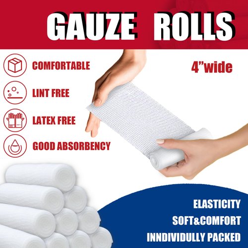 KIWAEZS Gauze Rolls Pack of 24 – 4 ” x 4.1 yd Premium Quality Lint and Latex-Free Conforming Stretch Bandages Designed for Wound Care for Wound Dressing Support (Ideal for use as a Mummy wrap)