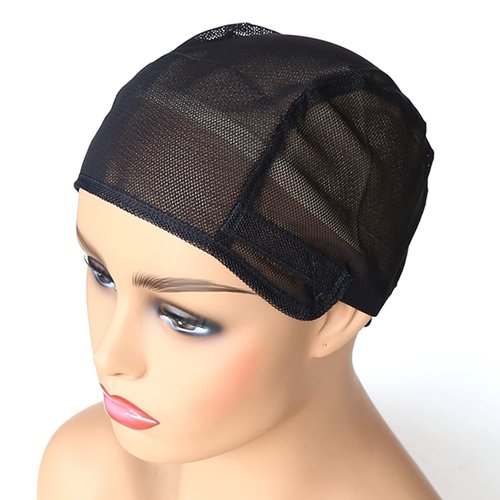 BTWTRY Stretch Wig Caps for Making Wigs Adjustable Weft Wig Cap 2Pieces Lot Black Color Mesh Weav...
