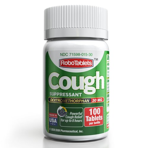 RoboTablets Cough suppressant, 100 doses, 100 Tablets, Dextromethorphan 30 mg, 5 mm Diameter Tablets
