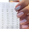 6 Sheets French Tip Nail Art Sticker for Nail Art 5D Luxury Lines French Nail Decals Self-Adhesive with Crystal Diamond Design Gold Silver Nail Stickers for Women Girls Acrylic Manicure Accessories