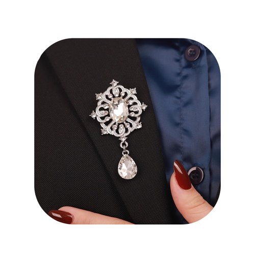 Rumtock Something Blue Crystal Dangle Drop Small Black Brooch Pin for Unisex Women Men Dress Suit Jewelry