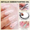 Makartt Chrome Gel Nail Polish Set: Metallic Gel Nail Polish, Silver and Gold 3D Metal Painting Gel for Nail Art Soak off UV/LED Glossy Mirror Effect Nail Glue Gel for Home Salon DIY Manicure（2pcs）