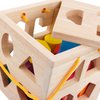 QZMTOY Shape Sorter Toys with 19 Shape Blocks,Shape Sorting Cube Toy Box Classic Wooden Toys for Toddlers Kids,Gift for Girls Boys 2-4(Natural Solid Wood)