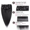 Hannah Queen Hair Brazilian Clip In Hair Extensions #1B Natural Black Grade 8A Double Weft 100% Remy Human Hair Full Head Straight 8pcs 17clips for Women Beauty (16 inch 100g,#1B Natural Black)