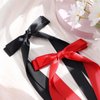 VOBOBE 4PCS Hair Bows for Women Girls, Black Red Satin Tassel Hair Ribbon Bowknot Hair Clips Barrettes for Girl with Small Long Tail Hair Accessories (Black+Red)