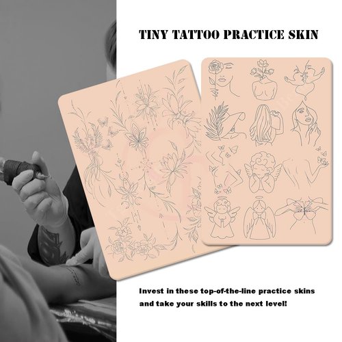 1pc Premium Silicone Tattoo Training Pad Double Side Pre-Printed Pink Tiny Tattoo Practice Skin for Body Art Tattoo Training