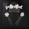 Teyglen Flower Bridal Hair Comb Hair Pins Leaf Bride Wedding Hair Comb Gold Silver Flower Leaf Headpiece Flower Hair Comb Clips Hair Accessories for Women Flower Girls (Silver)