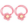 2PCS Fabric Flower Ropes Series Hair Bands Clips Ties Ponytail Holders Soft Elastic Bands/Clips with Flowers Hair Accessories for Baby Girls Children and Ladies (Rope-Red)