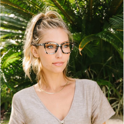 Peepers by PeeperSpecs Women's to The Max Square Light Blocking Reading Glasses, Blue Quartz, 49 + 4