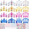 Epakh 27 Pcs Princess Crown Set with 16 DIY Crowns and 11 Diamond Stickers for Party Supplies