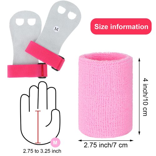 2 Gymnastics Grips Wristbands Sets for Kids Youth, Palm Protection and Wrist Support Sports Accessories for Workout Exercise (Pink, Black, White)