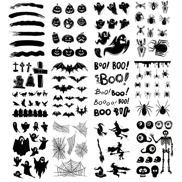 Kotbs 12 Sheets Halloween Face Tattoos, Black Spider Bat Pumpkin Temporary Tattoos, Realistic Fake Spider Face Decal Fall Temporary Tattoo for Face Body Men Women