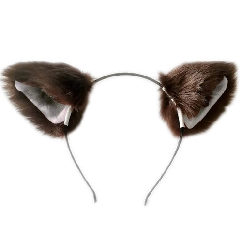 Sheicon Neko Cat Ears Headband Kitty Ear Hair Clip Headwear For Cosplay Costume Halloween Party Fancy Dress Color Brown White