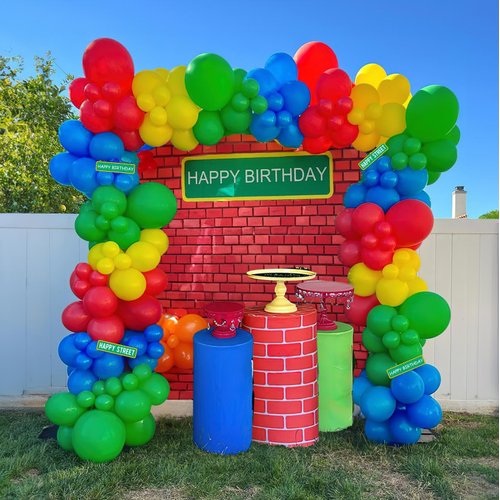 yeewaka Sesame Friends Birthday Party decorations 150+ Pcs Cartoon Theme primary color Balloon Garland Kit Red Blue Yellow Green Latex Balloon Arch For kid birthday supplies