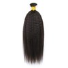 ZigZag Hair Kinky Straight Flat Tip Human Hair Extensions Yaki Straight Flat Tip Keratin Hair Extensions 100strands Hair Extensions Fusion Human Hair Natural Color (Kinky Straight, 12 Inch)