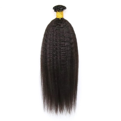 ZigZag Hair Kinky Straight Flat Tip Human Hair Extensions Yaki Straight Flat Tip Keratin Hair Ext...