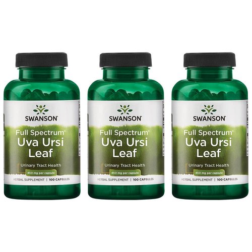 Swanson Full-Spectrum Uva Ursi Leaf - Herbal Supplement Supporting Kidney & Urinary Tract Health - May Support Cardiovascular System Function & Bladder Health - (100 Capsules, 450mg Each) 3 Pack