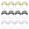 ORZIZRO 12Pcs HAPPY NEW YEAR Tiara Headband, Glitter Hair Clasp Tiaras for 2024 New Year Eve Party Favors Silver Gold Black