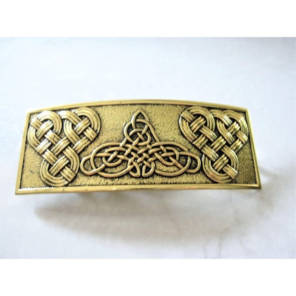 Generic Bronze gold celtic knot metal filigree hair clip barrette
