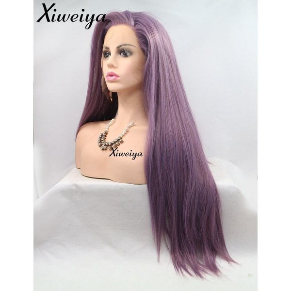xiweiya Purple Wig Long Body Wave Synthetic Purple Lace Front Wig Piano Purple Color Nature Hairline Wig Middle Part Heat Resistant Fiber Natural Hairline Hair For Women 24 inch 180% Density Wig